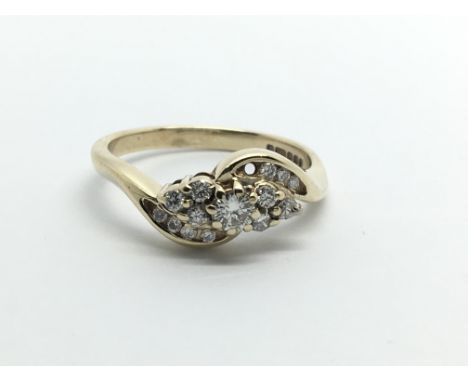 A 9ct gold diamond cluster ring, stones missing, approx .30ct, approx 2.5g and approx size N.