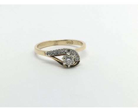 An 18ct gold ring set with diamonds, approx 2g and approx size I-J.