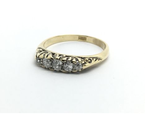 A vintage 18ct gold dive stone diamond ring, approx 3.5g and approx size O-P.