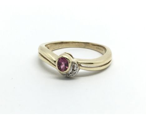 A 9ct gold ruby and diamond ring, approx 2.7g and approx size N-O.