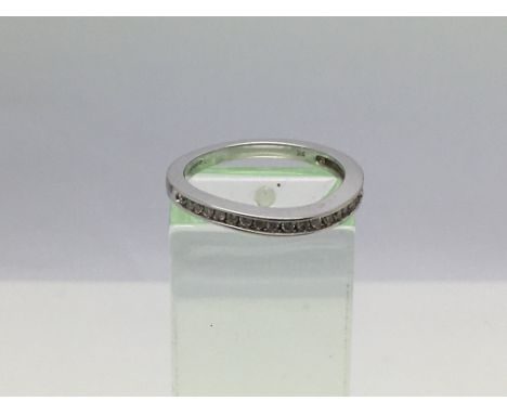 A 9ct white gold half eternity ring set with diamonds, approx 2.3g and approx size O.