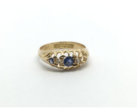 An 18ct gold vintage sapphire and diamond ring, stone missing, approx 2.6g and approx size L.