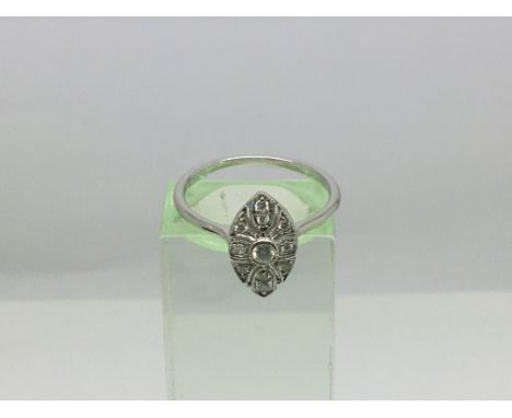 An Art Deco style 18ct gold and diamond ring, approx 2.2g and approx size M.