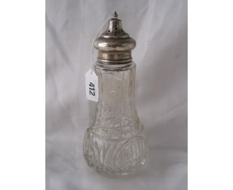 An onion shaped cut glass decanter 8” high Lon 1927  