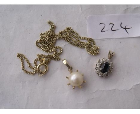 Two 9ct pendants and an 8ct chain     