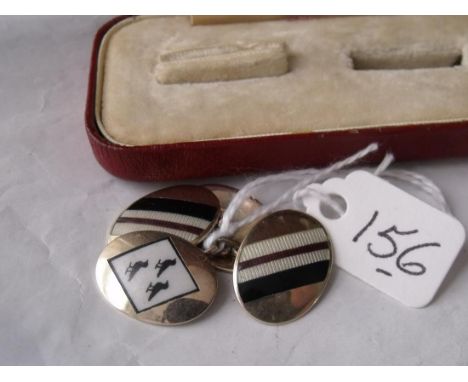 Boxed pair of 9ct & enamel cufflinks  6g    