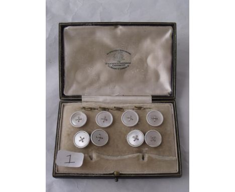 A set of 18ct gold and mother of pearl antique   buttons in original box      