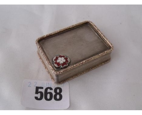 A good quality snuff box enamelled with Tudor Rose   2” wide Birm 1931 by WBS  35g     
