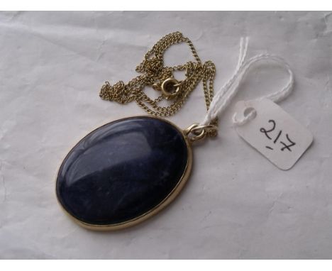 9ct blue stone pendant on 9ct chain     