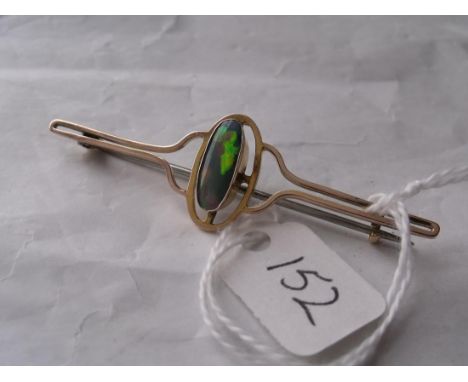 A good gold mounted opal bar brooch    