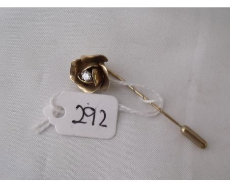 9ct diamond set flower stick pin     