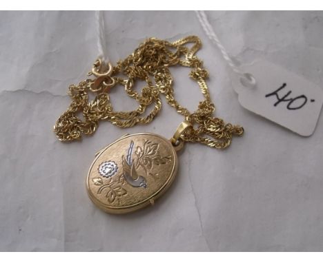 An attractive 9ct solid locket embossed with bird &   foliage on 9ct fancy 20” chain 4.5g     