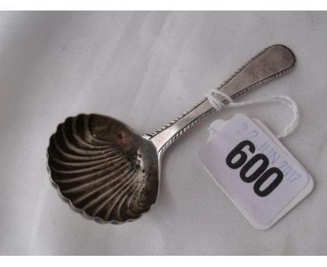 Georgian caddy spoon with feather edge handle by   WT 8g         