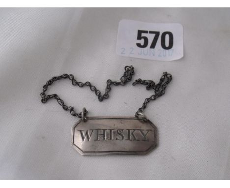 Perth – bottle ticket with canted corners for whiskey   1.5” wide        