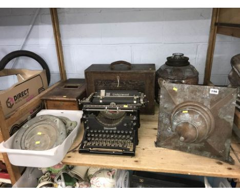 Typewriter, port holes, a till etc.