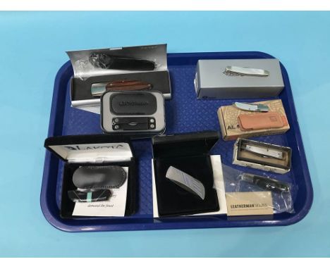 A selection of boxed pen knives to include Lakota, Boker Ceramic, Leatherman, Boker Tree Brand, A1 Mar, CRKT etc