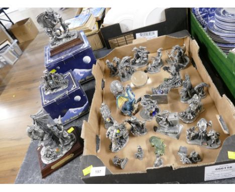 Large collection of Tudor Mint, Mark Locker and other metal fantasy figures, wizards, dragons etc.
