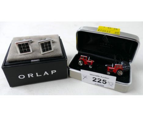 Pair of Dalaco red tractor cufflinks and pair of Orlap cufflinks