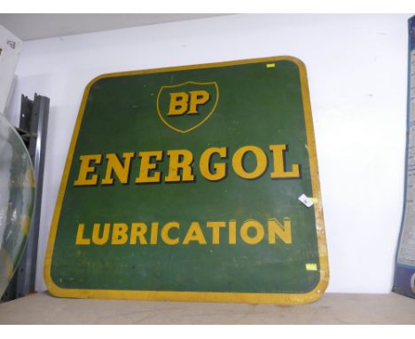 Large metal BP Energol Lubrication advertising sign