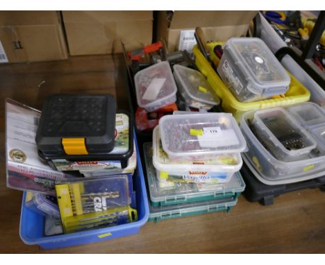 Quantity of drill bits, hand tools, screws, rawl plugs etc