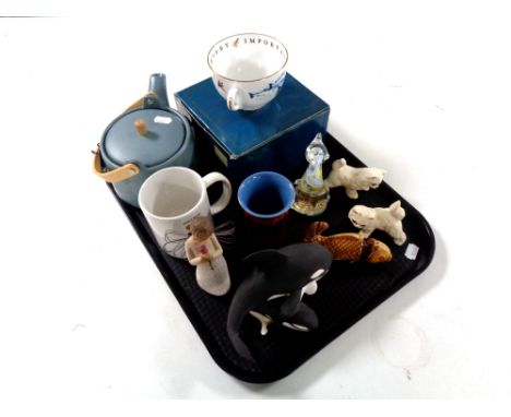 A tray of boxed Royal Worcester bone china tea cup, Jeff Banks Pour la Maison teapot, Ralph Lauren mug, Poole vase etc 