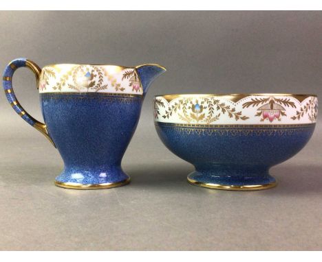 COPELAND SPODE TEA SERVICE with gilt decoration on a blue ground 