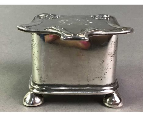EDWARDIAN ART NOUVEAU SILVER TRINKET BOX AND FURTHER SMALL SILVER the box by William Hutton &amp; Sons, London 1903, the lid 