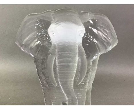 EIGHT CERAMIC AND GLASS ELEPHANT FIGURES including Blue Moutain Pottery and othersTallest item is 18cm highQty: 8