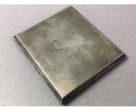 GEORGE V SILVER CIGARETTE CASE BIRMINGHAM 1925 of rectangular form with engine turned decoratiion and gilded interior8cm x 7c