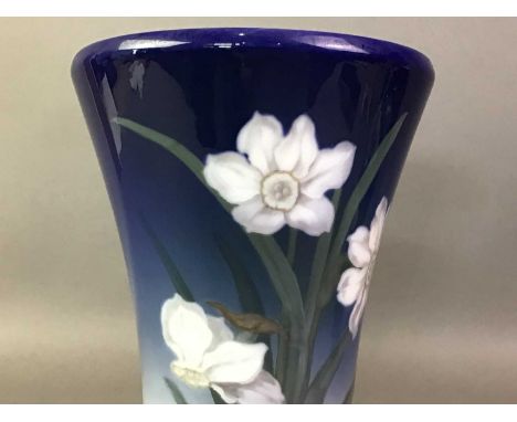 TWO ROYAL COPENHAGEN VASES decorated with flowersthe taller 22cm high 