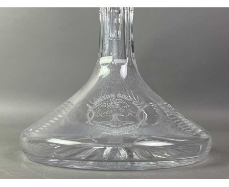 CRYSTAL DECANTER WITH OTHER GLASS AND METAL WARE  including a tea service on tray37cm high
