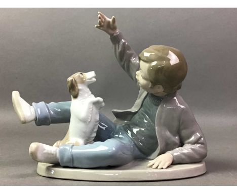 COLLECTION OF HUMMEL FIGURES ALONG WITH A NAO FIGURE the Nao figure depicting a child playing with a dogNao figure 17cm high