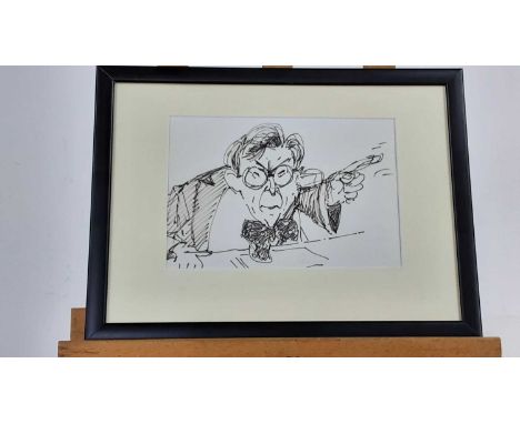 EMILIO COIA, TWO PEN SKETCHES ROBIN DAY AND FAMILY FROM SINGAPORE the latter signed, both with labels verso, both framed and 