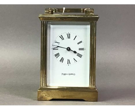 BRASS CARRIAGE CLOCK MAPPIN &amp; WEBB  maker 'Mappin &amp; Webb' with Roman numerals