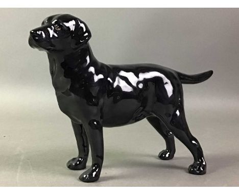 ROYAL DOULTON FIGURE OF A BLACK LABRADOR AND OTHERS including a pair of Chinese reproduction cat figures, Border Fine Art gro