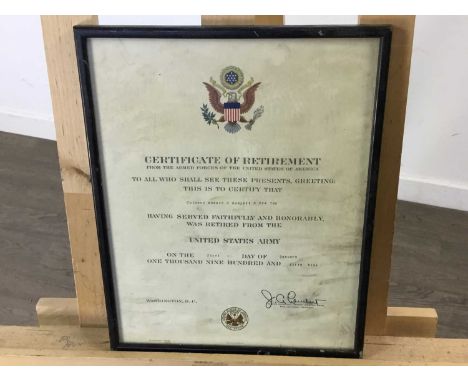 PAIR OF UNITED STATES ARMY DISCHARGE CERTIFICATES WWI AND WWII both awarded to a Donald C. Conzett, together with a later cer