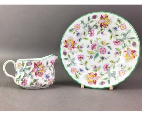 MINTON PART TEA SERVICE, HADDON HALL PATTERN comprising a tea pot, coffee pot, salt and pepper, jugs, breakfast bowl, sugar b