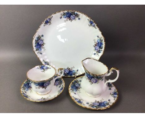 ROYAL ALBERT TEA SERVICE MOONLIGHT ROSE PATTERN comprising six cups, six saucers, six side plates, sugar bowl, milk jug, tea 