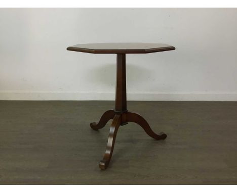REPRODUCTION MAHOGANY OCTAGONAL TABLE on tripod supoorts58cm wide