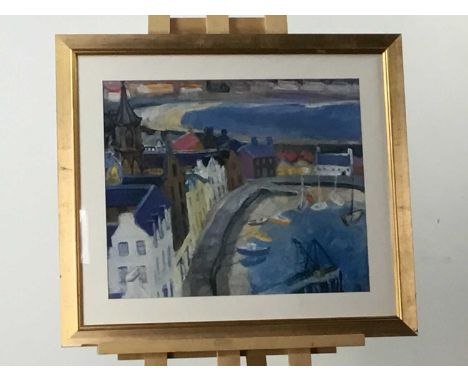 AFTER ALMA WOLFSON, TALL HOUSES, STONEHAVEN  print on papermounted, framed and under glassoverall size 71cm x 81cm