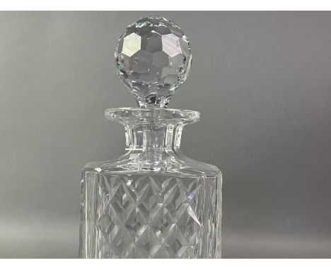 THOMAS WEBB CUT GLASS DECANTER AND OTHER ITEMS  including a silver mounted decanter and a pair of continental porcelain figur