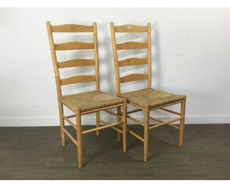 SET OF FOUR MODERN LADDER BACK CHAIRS with thatched seatsQty: 4