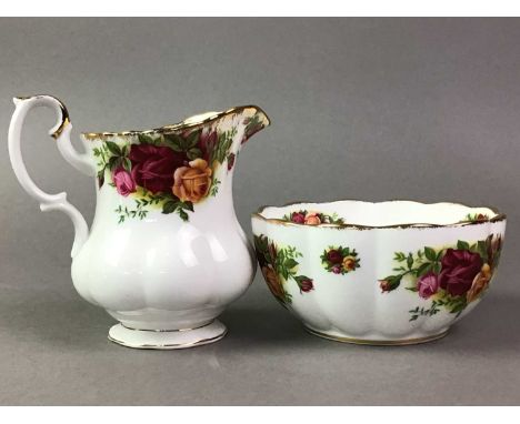 ROYAL ALBERT PART TEA SERVICE OLD COUNTRY ROSES PATTERN  comprising tea pot, ten cups, twelve saucers, eleven side plates, sa