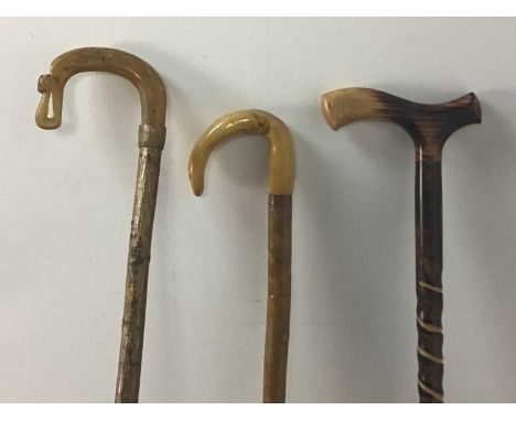 COLLECTION OF WALKING STICKS including a shooting stick