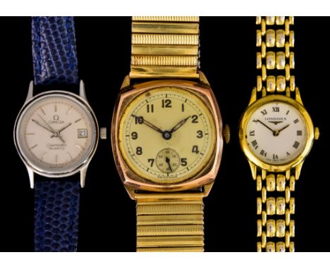 A Mixed Lot of Three Watches, comprising - a stainless steel lady's quartz movement Omega Seamaster, 22mm diameter stainless 