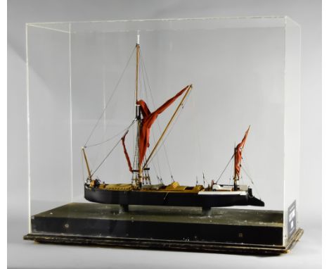 A Late 20th Century Scratch Built Diorama - "Thames Spritsail Barge", model by Philip Veale, scale 1:48, in perspex case and 