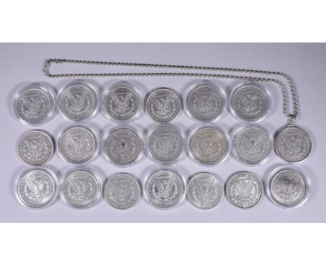 Twenty American Silver Morgan Dollars, Ranging from 1878-1900, including - 1878, 1879, 2x 1881, 2x 1882, 1883, 1884, 1885, 2x