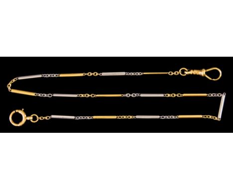 An 18ct Bi-Coloured Gold Gentleman's Evening Albert Chain, 350mm overall, gross weight 10.1gThe Albert chain presents in exce