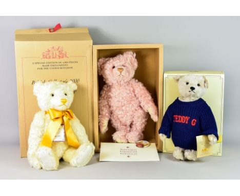 Three Boxed Limited Edition Steiff Teddy Bears, comprising - "Teddy G" limited edition No.2143, "Teddy Rose 38" limited editi