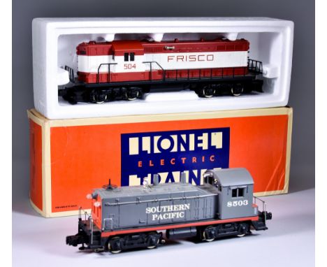 A Lionel 6-18503 O Gauge Southern Pacific Diesel Switcher Locomotive No. 8503, unboxed, a Lionel diesel engine Frisco 504 GP-